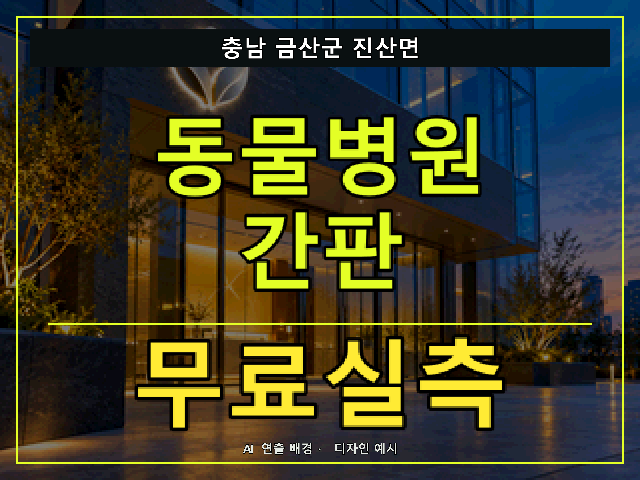 충남 금산군 진산면 동물병원 간판 무료실측 안내 썸네일 · AI 연출 배경