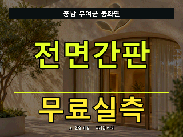 충남 부여군 충화면 전면간판 무료실측 안내 썸네일 · AI 연출 배경