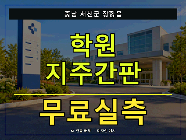 충남 서천군 장항읍 학원 지주간판 무료실측 안내 썸네일 · AI 연출 배경