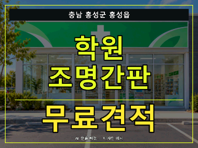 충남 홍성군 홍성읍 학원 조명간판 무료견적 안내 썸네일 · AI 연출 배경