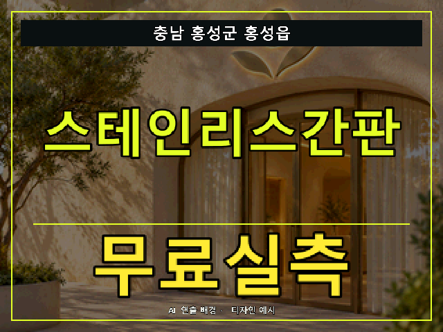 충남 홍성군 홍성읍 스테인리스간판 무료실측 안내 썸네일 · AI 연출 배경