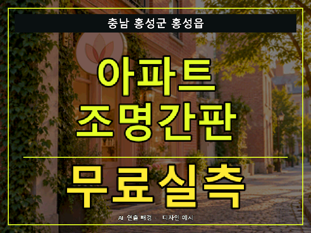 충남 홍성군 홍성읍 아파트 조명간판 무료실측 안내 썸네일 · AI 연출 배경