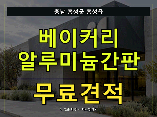 충남 홍성군 홍성읍 베이커리 알루미늄간판 무료견적 안내 썸네일 · AI 연출 배경