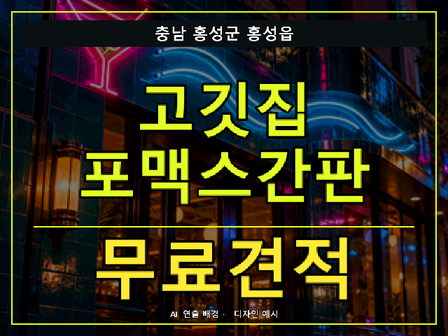충남 홍성군 홍성읍 고깃집 포맥스간판 무료견적 안내 썸네일 · AI 연출 배경