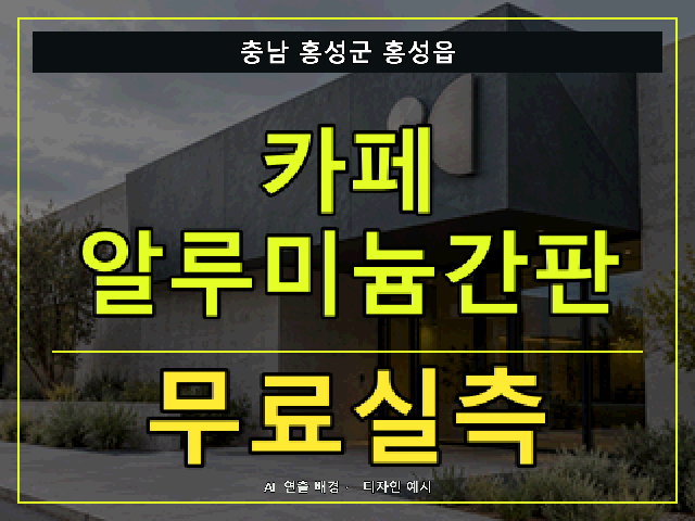충남 홍성군 홍성읍 카페 알루미늄간판 무료실측 안내 썸네일 · AI 연출 배경