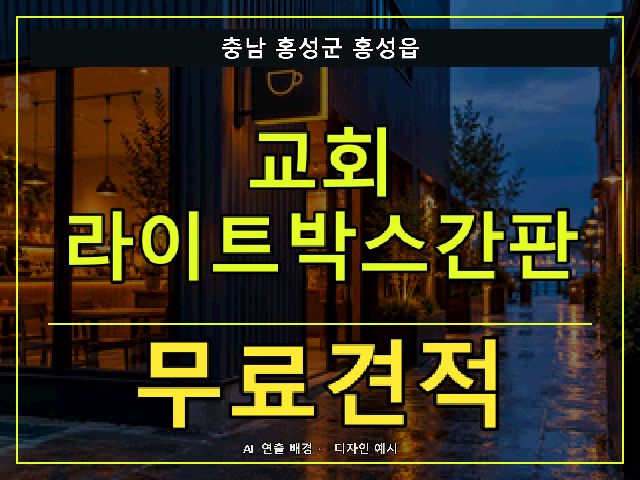 충남 홍성군 홍성읍 교회 라이트박스간판 무료견적 안내 썸네일 · AI 연출 배경
