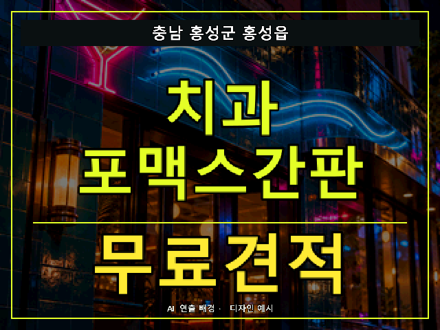 충남 홍성군 홍성읍 치과 포맥스간판 무료견적 안내 썸네일 · AI 연출 배경