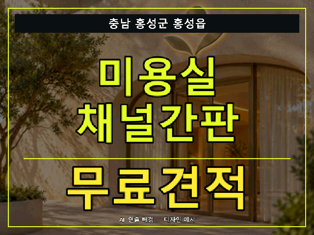 충남 홍성군 홍성읍 미용실 채널간판 무료견적 안내 썸네일 · AI 연출 배경