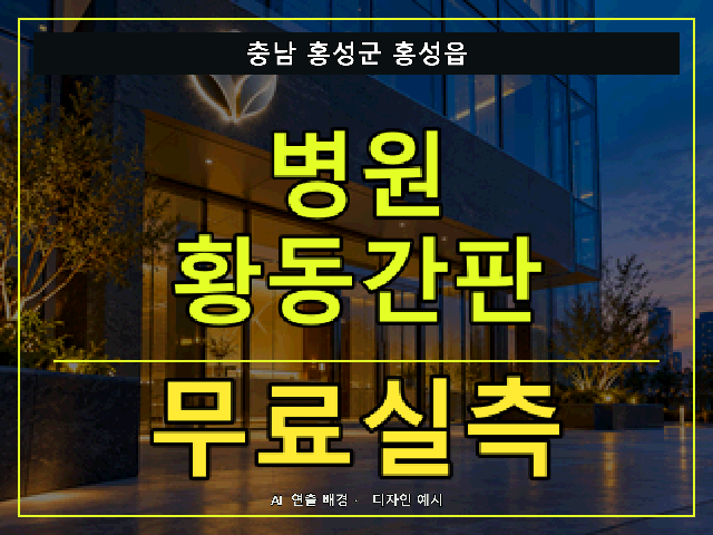 충남 홍성군 홍성읍 병원 황동간판 무료실측 안내 썸네일 · AI 연출 배경