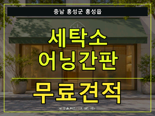 충남 홍성군 홍성읍 세탁소 어닝간판 무료견적 안내 썸네일 · AI 연출 배경