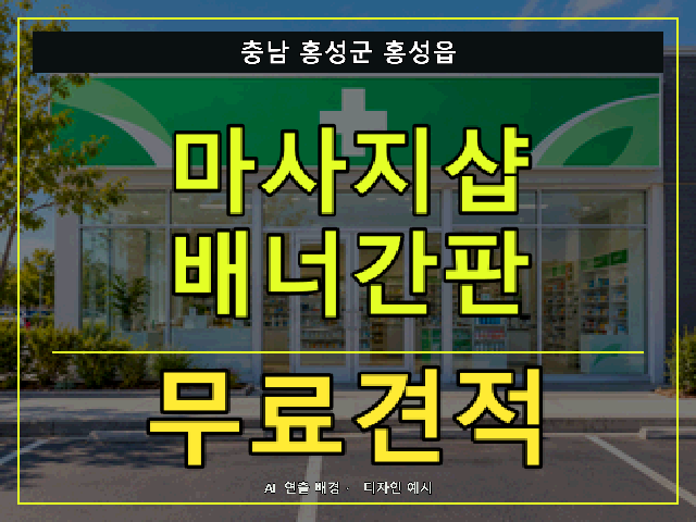 충남 홍성군 홍성읍 마사지샵 배너간판 무료견적 안내 썸네일 · AI 연출 배경