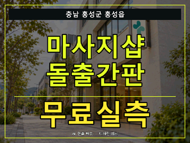 충남 홍성군 홍성읍 마사지샵 돌출간판 무료실측 안내 썸네일 · AI 연출 배경