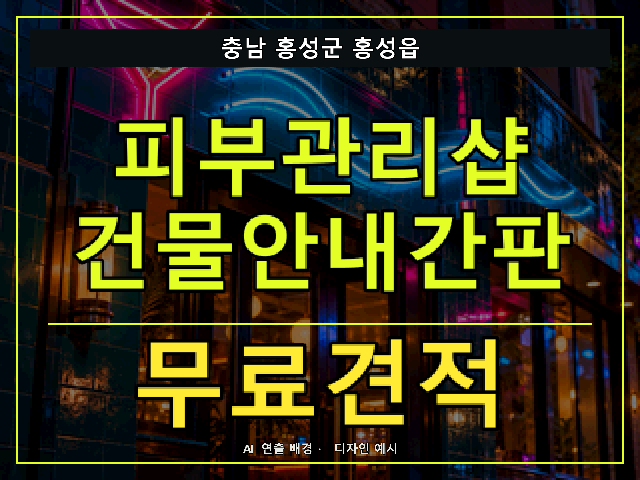 충남 홍성군 홍성읍 피부관리샵 건물안내간판 무료견적 안내 썸네일 · AI 연출 배경