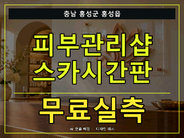 충남 홍성군 홍성읍 피부관리샵 스카시간판 무료실측 안내 썸네일 · AI 연출 배경