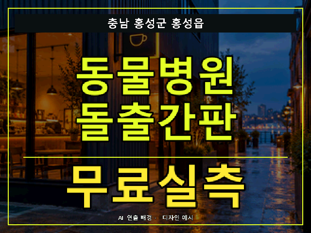 충남 홍성군 홍성읍 동물병원 돌출간판 무료실측 안내 썸네일 · AI 연출 배경