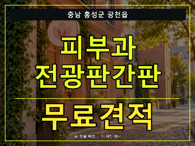 충남 홍성군 광천읍 피부과 전광판간판 무료견적 안내 썸네일 · AI 연출 배경