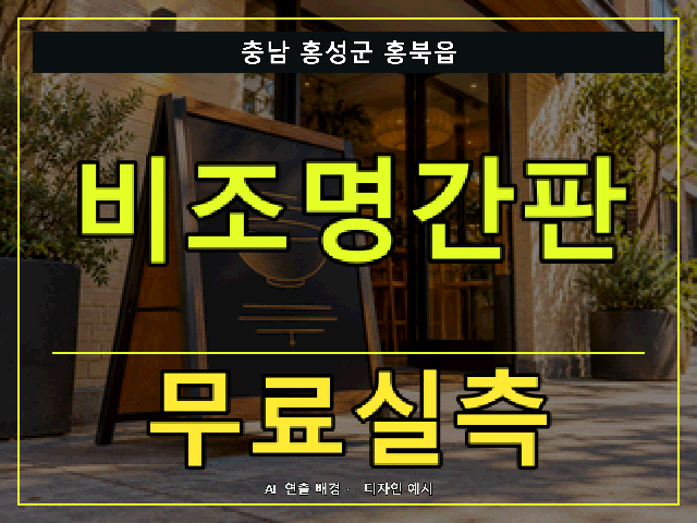 충남 홍성군 홍북읍 비조명간판 무료실측 안내 썸네일 · AI 연출 배경