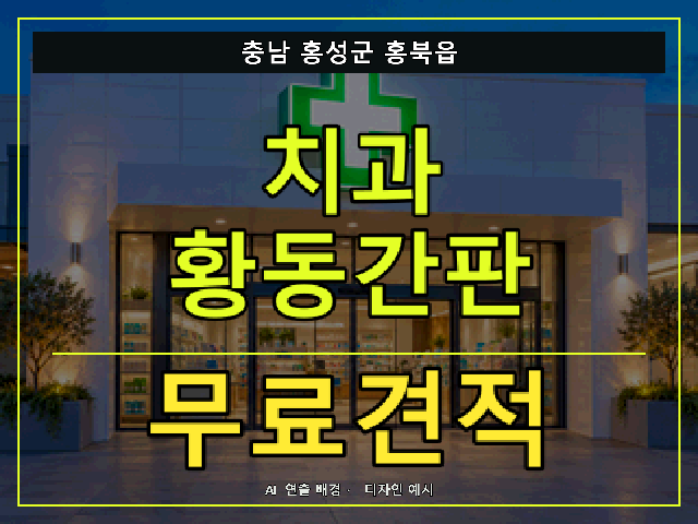 충남 홍성군 홍북읍 치과 황동간판 무료견적 안내 썸네일 · AI 연출 배경