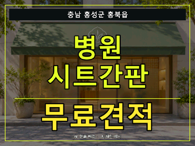 충남 홍성군 홍북읍 병원 시트간판 무료견적 안내 썸네일 · AI 연출 배경