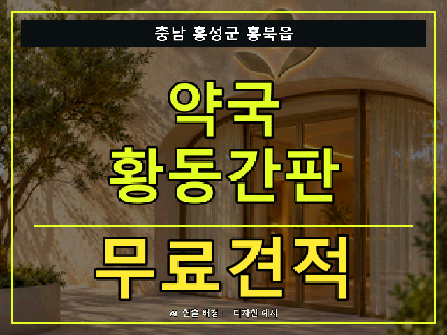 충남 홍성군 홍북읍 약국 황동간판 무료견적 안내 썸네일 · AI 연출 배경
