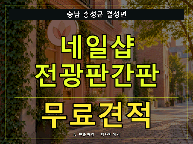 충남 홍성군 결성면 네일샵 전광판간판 무료견적 안내 썸네일 · AI 연출 배경