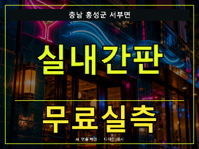 충남 홍성군 서부면 실내간판 무료실측 안내 썸네일 · AI 연출 배경