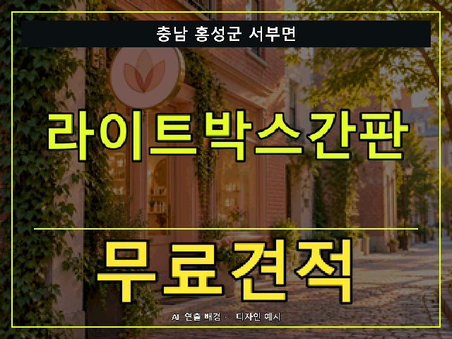 충남 홍성군 서부면 라이트박스간판 무료견적 안내 썸네일 · AI 연출 배경