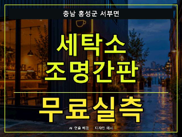 충남 홍성군 서부면 세탁소 조명간판 무료실측 안내 썸네일 · AI 연출 배경