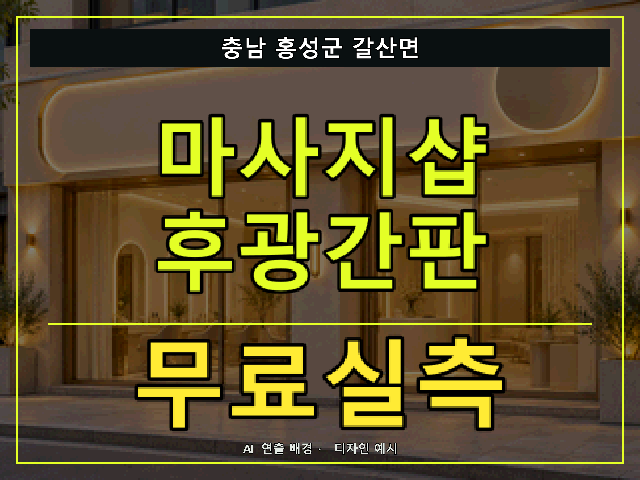 충남 홍성군 갈산면 마사지샵 후광간판 무료실측 안내 썸네일 · AI 연출 배경
