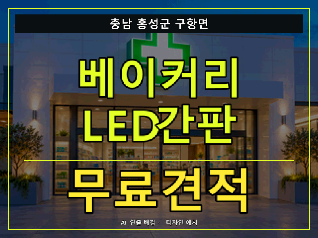 충남 홍성군 구항면 베이커리 LED간판 무료견적 안내 썸네일 · AI 연출 배경