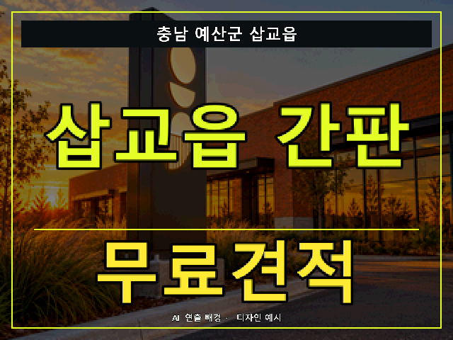 충남 예산군 삽교읍 간판 제작 무료견적 안내 썸네일 · AI 연출 배경