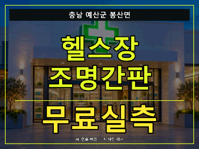 충남 예산군 봉산면 헬스장 조명간판 무료실측 안내 썸네일 · AI 연출 배경