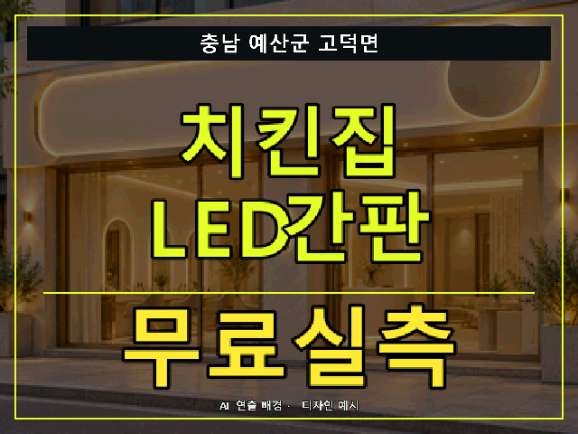 충남 예산군 고덕면 치킨집 LED간판 무료실측 안내 썸네일 · AI 연출 배경