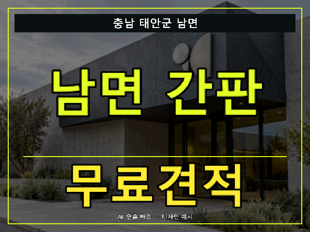 충남 태안군 남면 간판 제작 무료견적 안내 썸네일 · AI 연출 배경