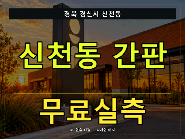 경북 경산시 신천동 간판 제작 무료실측 안내 썸네일 · AI 연출 배경