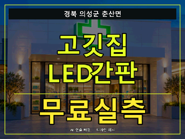 경북 의성군 춘산면 고깃집 LED간판 무료실측 안내 썸네일 · AI 연출 배경