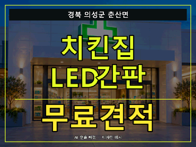 경북 의성군 춘산면 치킨집 LED간판 무료견적 안내 썸네일 · AI 연출 배경