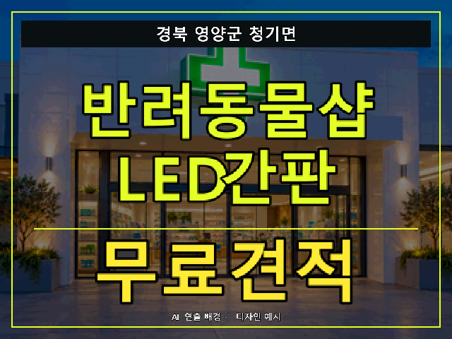 경북 영양군 청기면 반려동물샵 LED간판 무료견적 안내 썸네일 · AI 연출 배경