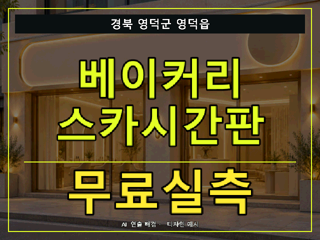 경북 영덕군 영덕읍 베이커리 스카시간판 무료실측 안내 썸네일 · AI 연출 배경