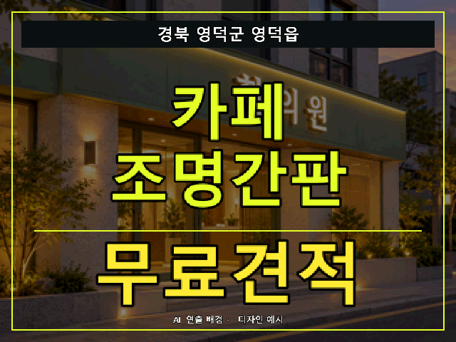 경북 영덕군 영덕읍 카페 조명간판 무료견적 안내 썸네일 · AI 연출 배경