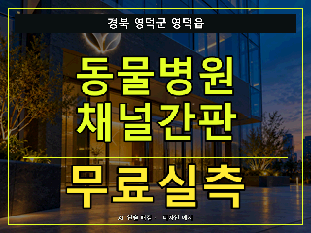 경북 영덕군 영덕읍 동물병원 채널간판 무료실측 안내 썸네일 · AI 연출 배경