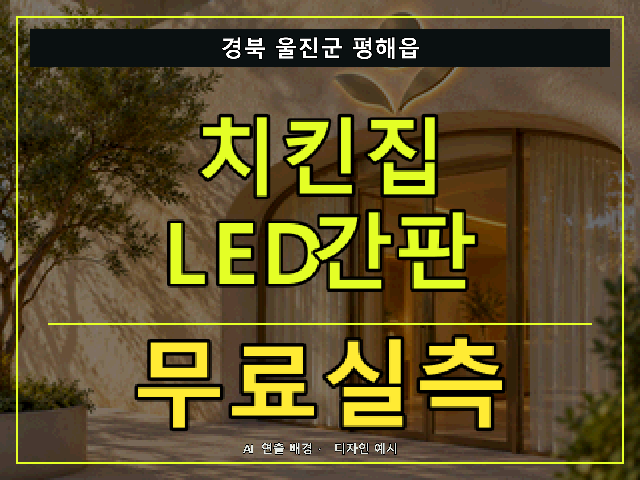 경북 울진군 평해읍 치킨집 LED간판 무료실측 안내 썸네일 · AI 연출 배경