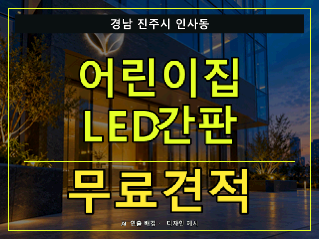 경남 진주시 인사동 어린이집 LED간판 무료견적 안내 썸네일 · AI 연출 배경