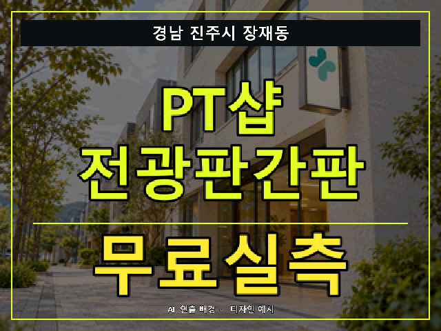 경남 진주시 장재동 PT샵 전광판간판 무료실측 안내 썸네일 · AI 연출 배경