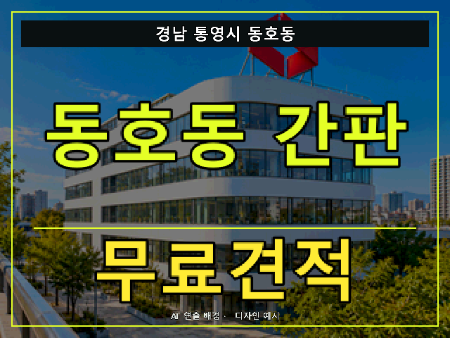 경남 통영시 동호동 간판 제작 무료견적 안내 썸네일 · AI 연출 배경