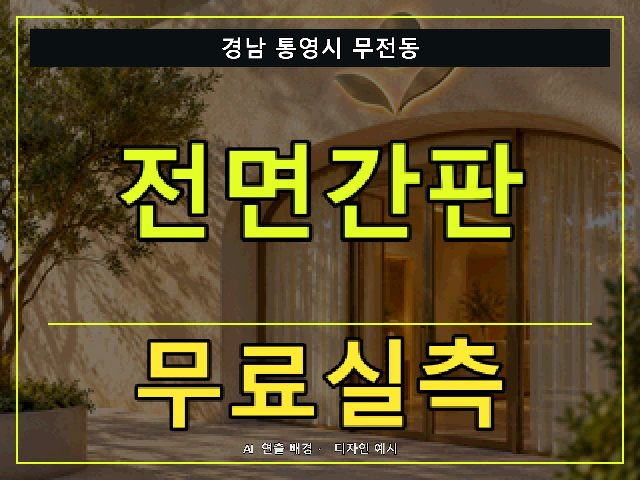 경남 통영시 무전동 전면간판 무료실측 안내 썸네일 · AI 연출 배경