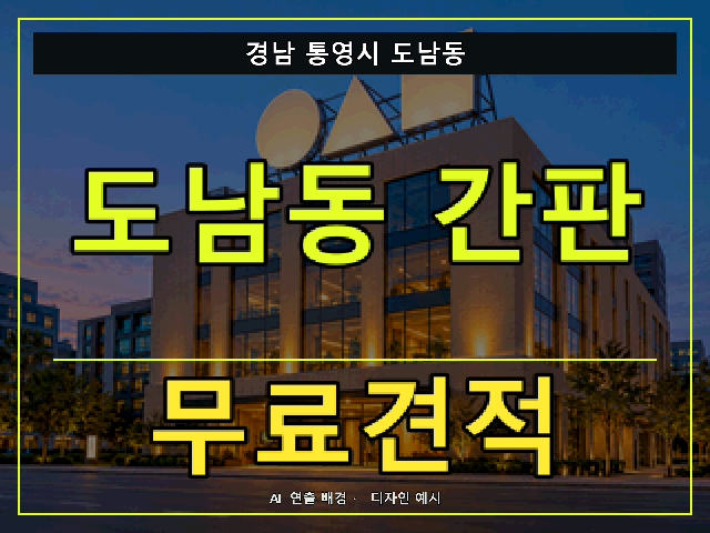 경남 통영시 도남동 간판 제작 무료견적 안내 썸네일 · AI 연출 배경