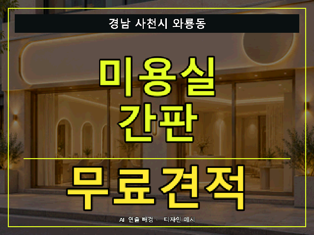경남 사천시 와룡동 미용실 간판 무료견적 안내 썸네일 · AI 연출 배경