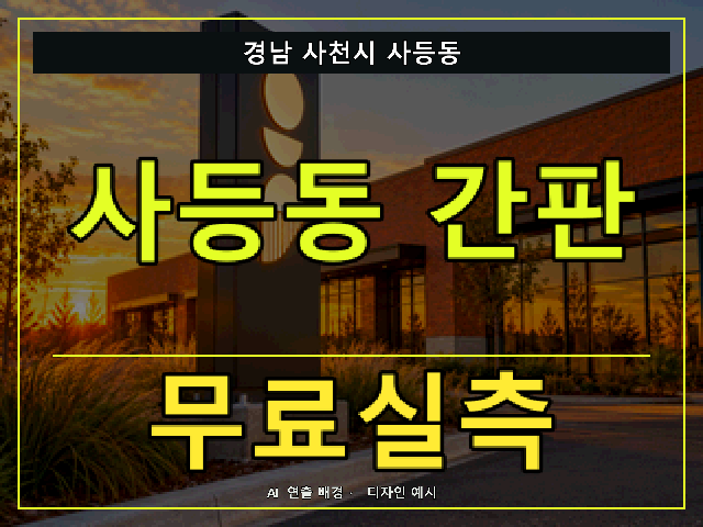 경남 사천시 사등동 간판 제작 무료실측 안내 썸네일 · AI 연출 배경