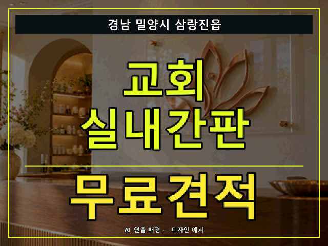 경남 밀양시 삼랑진읍 교회 실내간판 무료견적 안내 썸네일 · AI 연출 배경